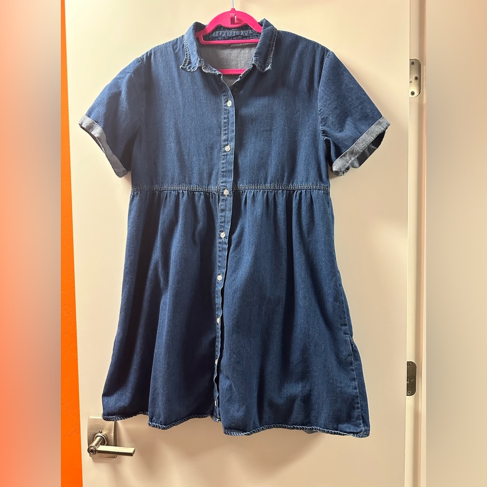Short Denim Button Down Dress